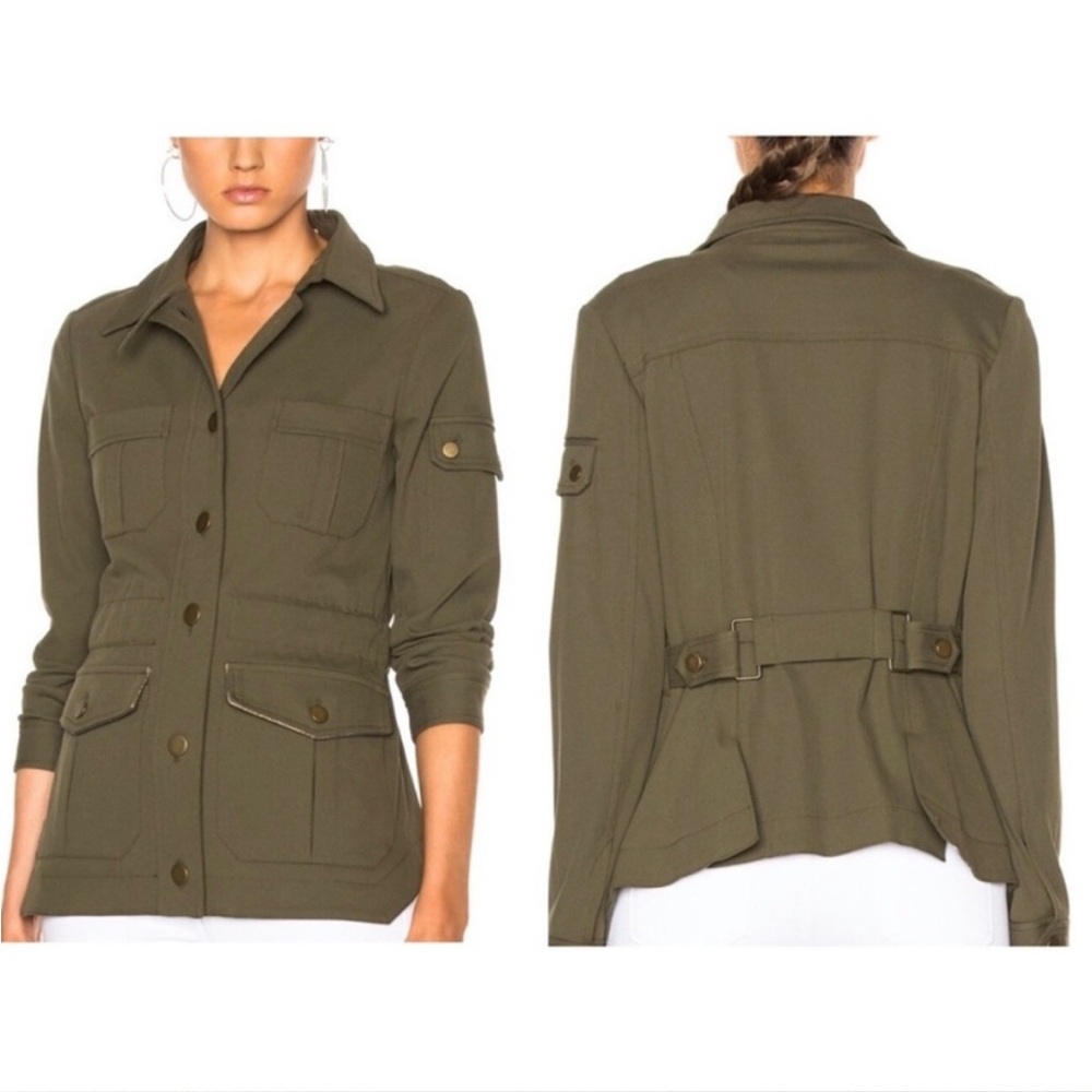 VERONICA BEARD Olive Green Army Utility Camp Ponte Knit Jacket 4 Small EUC